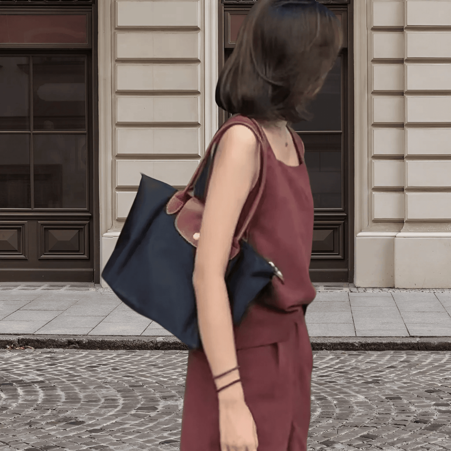 Sac à Bandoulière Oxford Chic avec Détails en Similicuir - Élégance et Praticité