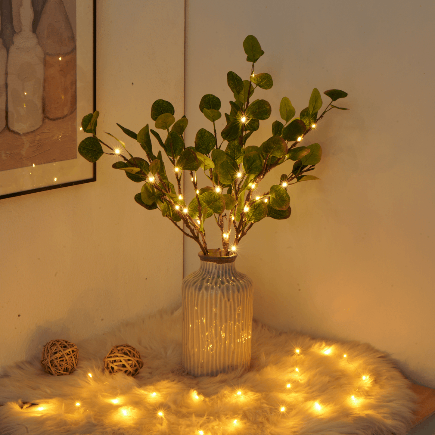 Branche Lumineuse OliveGlow – Éclairage Féérique & Ambiance Naturelle